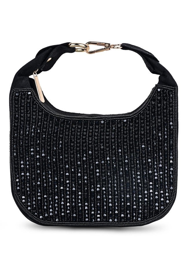 MARKQUES Black Crystal Handheld Embellished Handbag - Image 1
